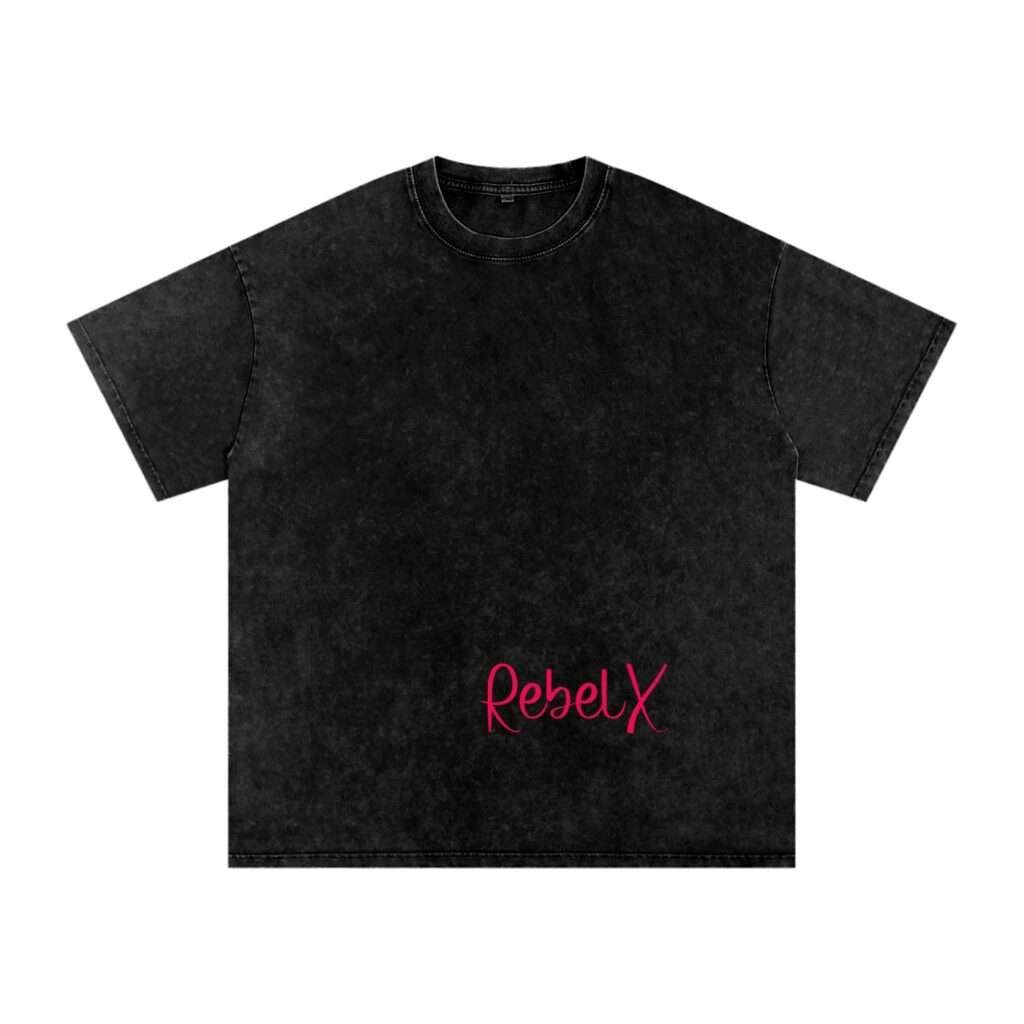 RebelX Rose Snow Washed Oversized Cotton T-Shirt