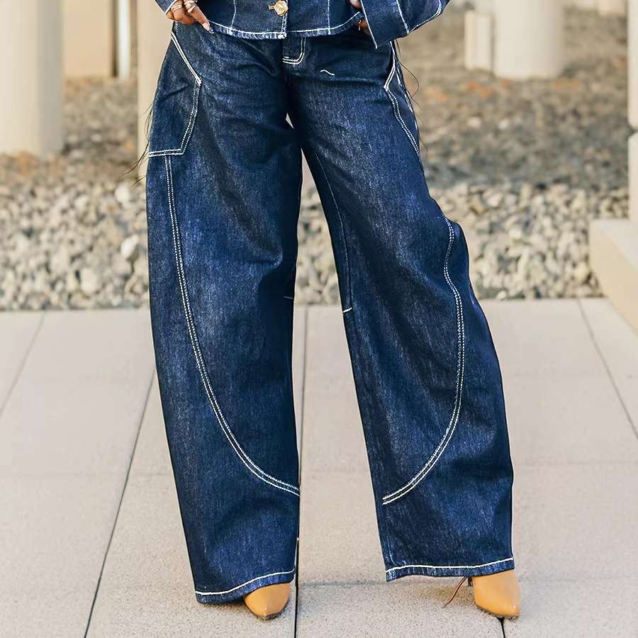 Women's Curved Hem Denim Pants - Image 4